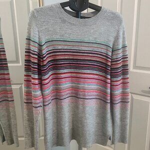 GAP Gray Crewneck Sweater Multicolor Stripe Size M